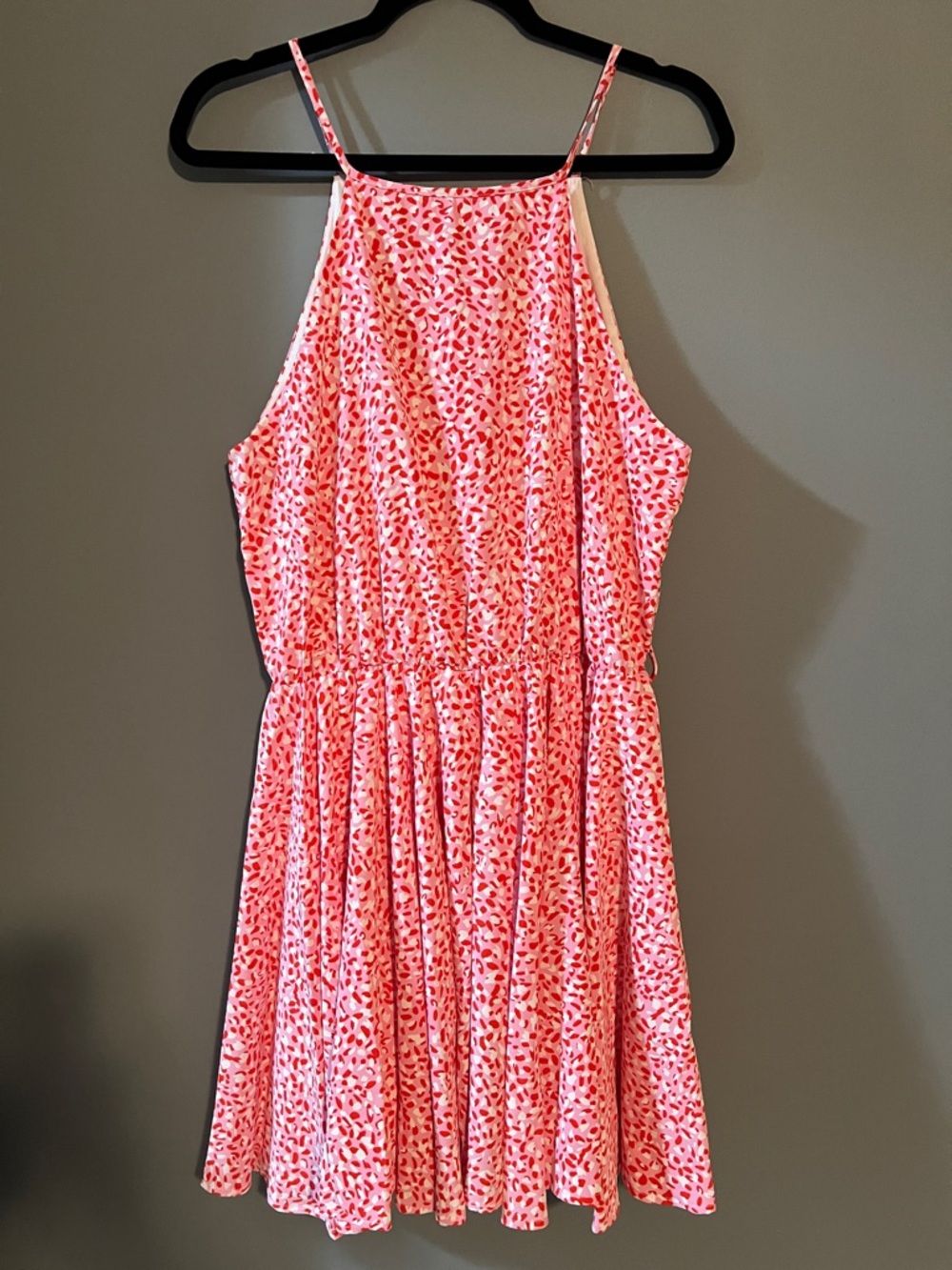 Pink Coral Print Halter Sundress